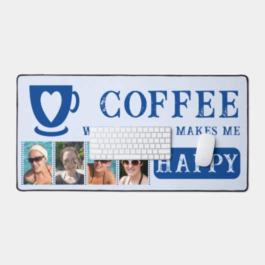 Koffie met vrienden toevoegen 4 foto's blauw bureaumat (Keyboard & Muis)