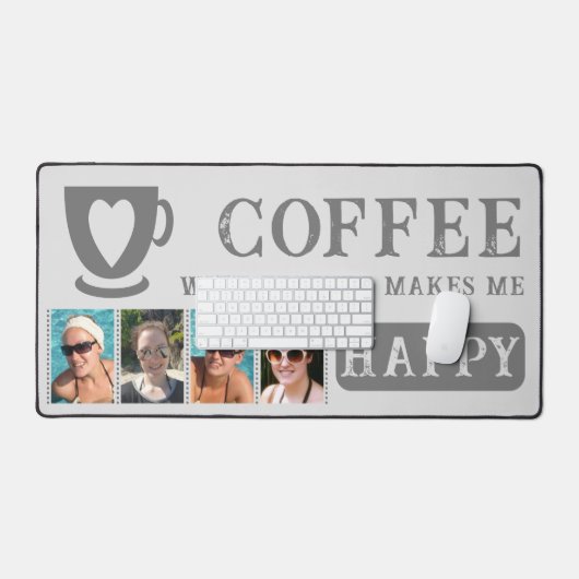 Koffie met vrienden toevoegen 4 foto's grijs bureaumat (Keyboard & Muis)