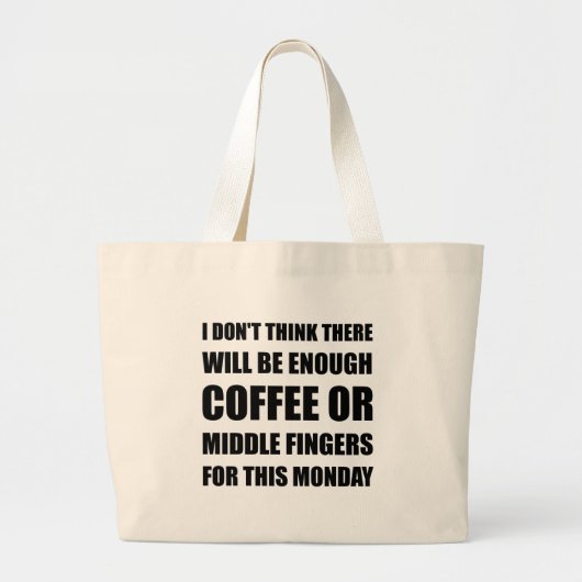 Koffie-middenvinger Grote Tote Bag (Voorkant)