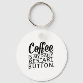 Koffie: Mijn Dagelijkse Herstartknop Sleutelhanger (Achterkant)