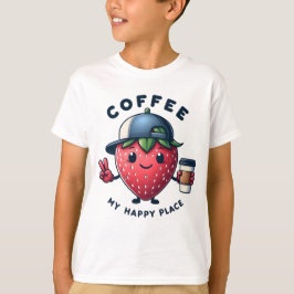 Koffie: mijn gelukkige plek - Cool Strawberry T-shirt