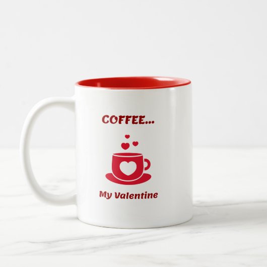 Koffie, mijn Valentijn Tweekleurige Koffiemok (Links)