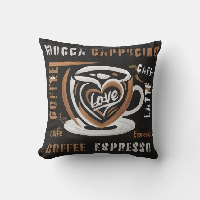 Koffie Mocca Cappucino Esspreso Cafe'Latte Kussen (Voorkant)