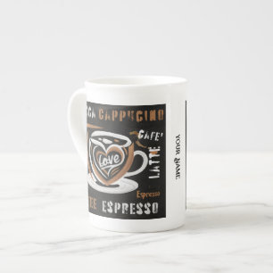 Koffie Mocca Cappucino Esspreso Cafe'Latte Porselein Kop