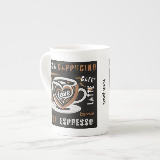 Koffie Mocca Cappucino Esspreso Cafe'Latte Porselein Kop (Links)