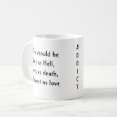 Koffie moet zwart zijn als hel Mok (Voorkant links)