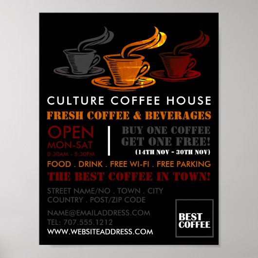  koffie-Mok, Barista, Café, Coffeehouse Poster (Voorkant)