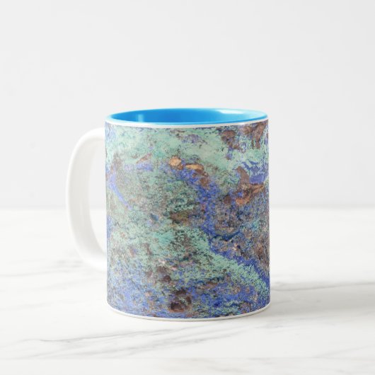 Koffie-Mok-blauw koper Tweekleurige Koffiemok (Voorkant links)