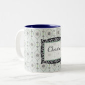 Koffie Mok Cup 2 blauw bloempatroon (Voorkant links)