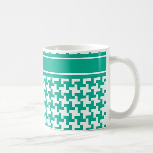 Koffie-Mok, Emerald Green Dogtooth Check Koffiemok (Rechts)