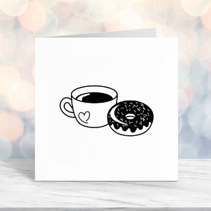 Koffie-Mok en chocolade-donut met sprinken Zelfinktende Stempel