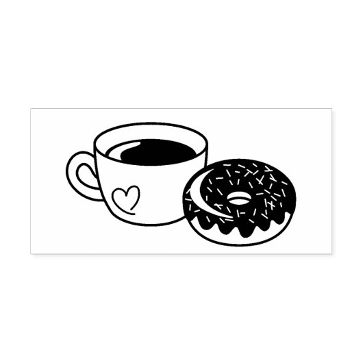 Koffie-Mok en chocolade-donut Rubberstempel (Afrduk)