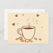 Koffie Mok en stoom in Doodle Style Briefkaart (Voorkant / Achterkant)