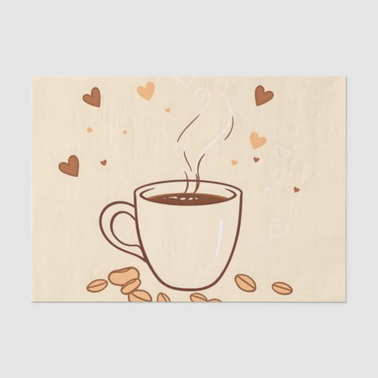 Koffie Mok en stoom in Doodle Style Tissuepapier (Voorkant)