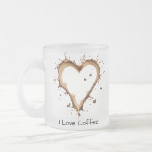 Koffie Mok, Heart Coffee Design, Ik hou van koffie Matglas Koffiemok