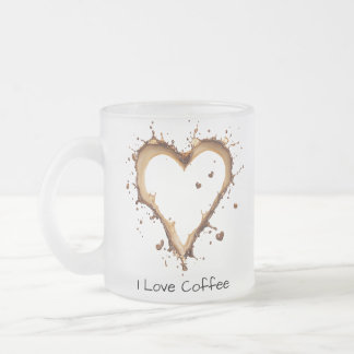 Koffie Mok, Heart Coffee Design, Ik hou van koffie Matglas Koffiemok