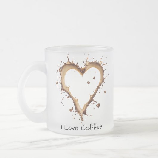 Koffie Mok, Heart Coffee Design, Ik hou van koffie Matglas Koffiemok (Links)