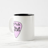 Koffie Mok " I Pick Jesus" Roze gitaar Pick (Voorkant links)