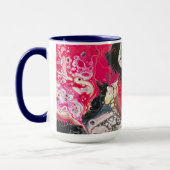 Koffie mok in roze, zwarte en gouden kleuren (Links)