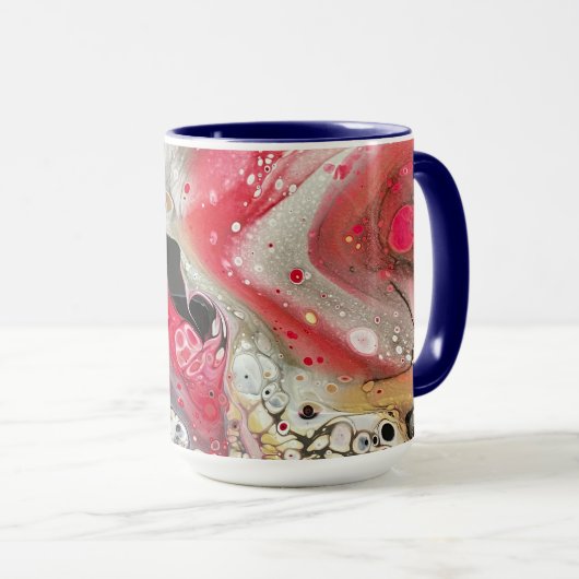 Koffie mok in roze, zwarte en gouden kleuren (Voorkant rechts)