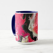 Koffie mok in roze, zwarte en gouden kleuren (Voorkant links)