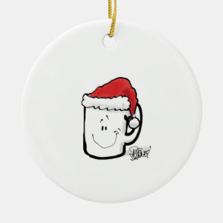 Koffie Mok in Santa Hat Kaart Keramisch Ornament