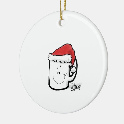 Koffie Mok in Santa Hat Kaart Keramisch Ornament (Links)