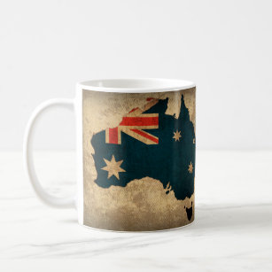 Koffie-Mok - kaart van Australië met vlag Koffiemok
