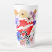Koffie mok: Lippen en bloemen Latte Mok (Voorkant)