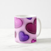 Koffie Mok met 3D glanzende harten (Voorkant rechts)