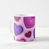 Koffie Mok met 3D glanzende harten (Voorkant links)