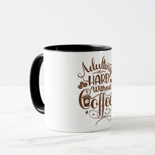 Koffie mok met bruin design voor uw koele ochtend (Voorkant links)