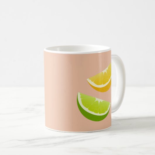 Koffie Mok met citroen en Limoen plakjes (Voorkant rechts)