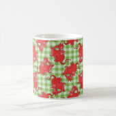 Koffie-Mok met Cute Red Dragon op Green Gingham Koffiemok (Center)