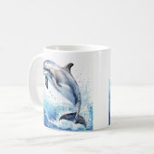 Koffie mok met dolfijn ontwerp erop (Voorkant links)