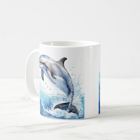 Koffie mok met dolfijn ontwerp erop (Voorkant links)