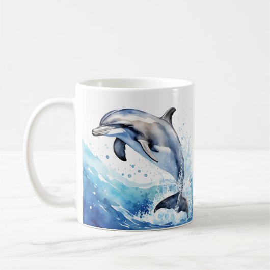 Koffie mok met dolfijn ontwerp erop (Links)