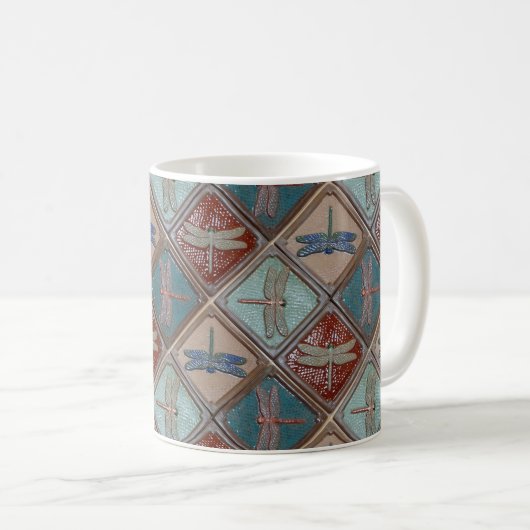 Koffie Mok met Dragonfly tegels Design (Voorkant rechts)
