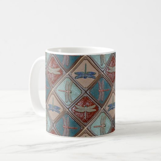 Koffie Mok met Dragonfly tegels Design (Voorkant links)