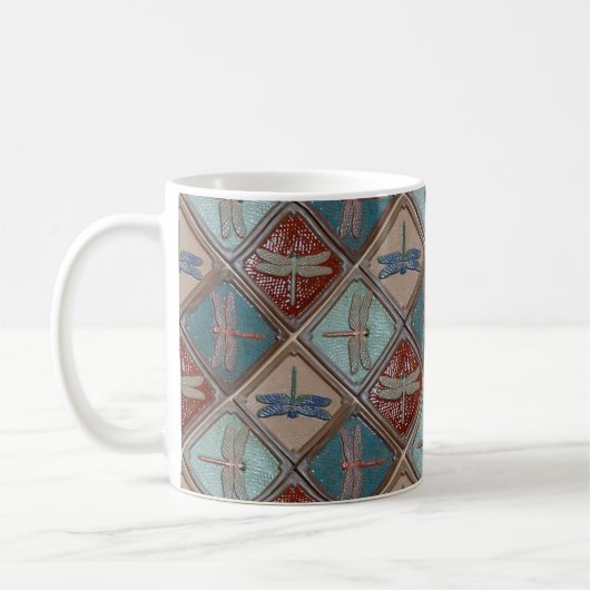 Koffie Mok met Dragonfly tegels Design (Links)