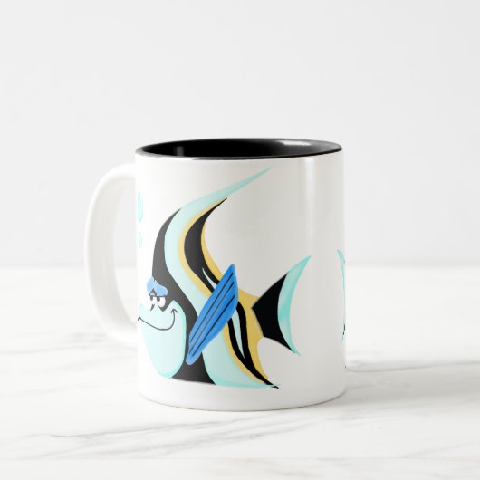 Koffie mok met een heldere en serene engelvis (Voorkant links)