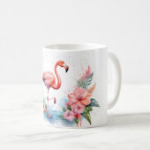 Koffie mok met een roze flamingo bedrukt (Voorkant rechts)