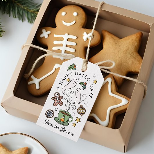 Koffie Mok met geesten Halloween Christmas Cadeaulabel