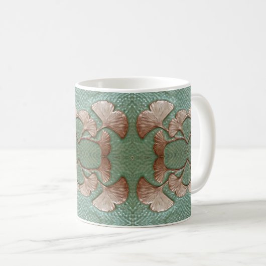 Koffie Mok met Gingko leaf Design (Voorkant rechts)