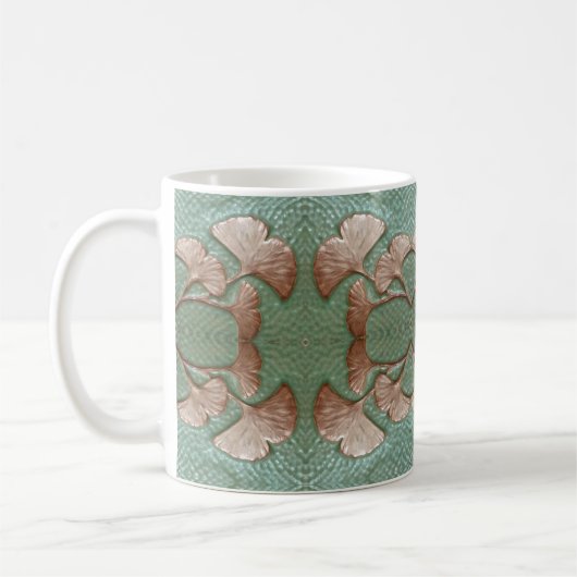 Koffie Mok met Gingko leaf Design (Links)