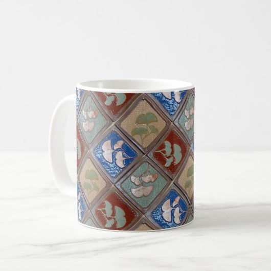 Koffie Mok met Gingko leaf Design (Voorkant links)