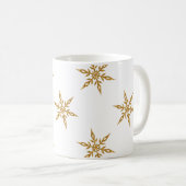 Koffie Mok met Glitter Gold Snowflakes (Voorkant rechts)