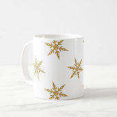 Koffie Mok met Glitter Gold Snowflakes (Voorkant links)