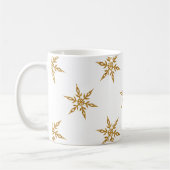 Koffie Mok met Glitter Gold Snowflakes (Links)