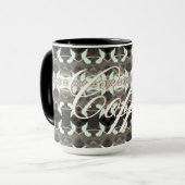 Koffie Mok met gouden tekst (Voorkant links)